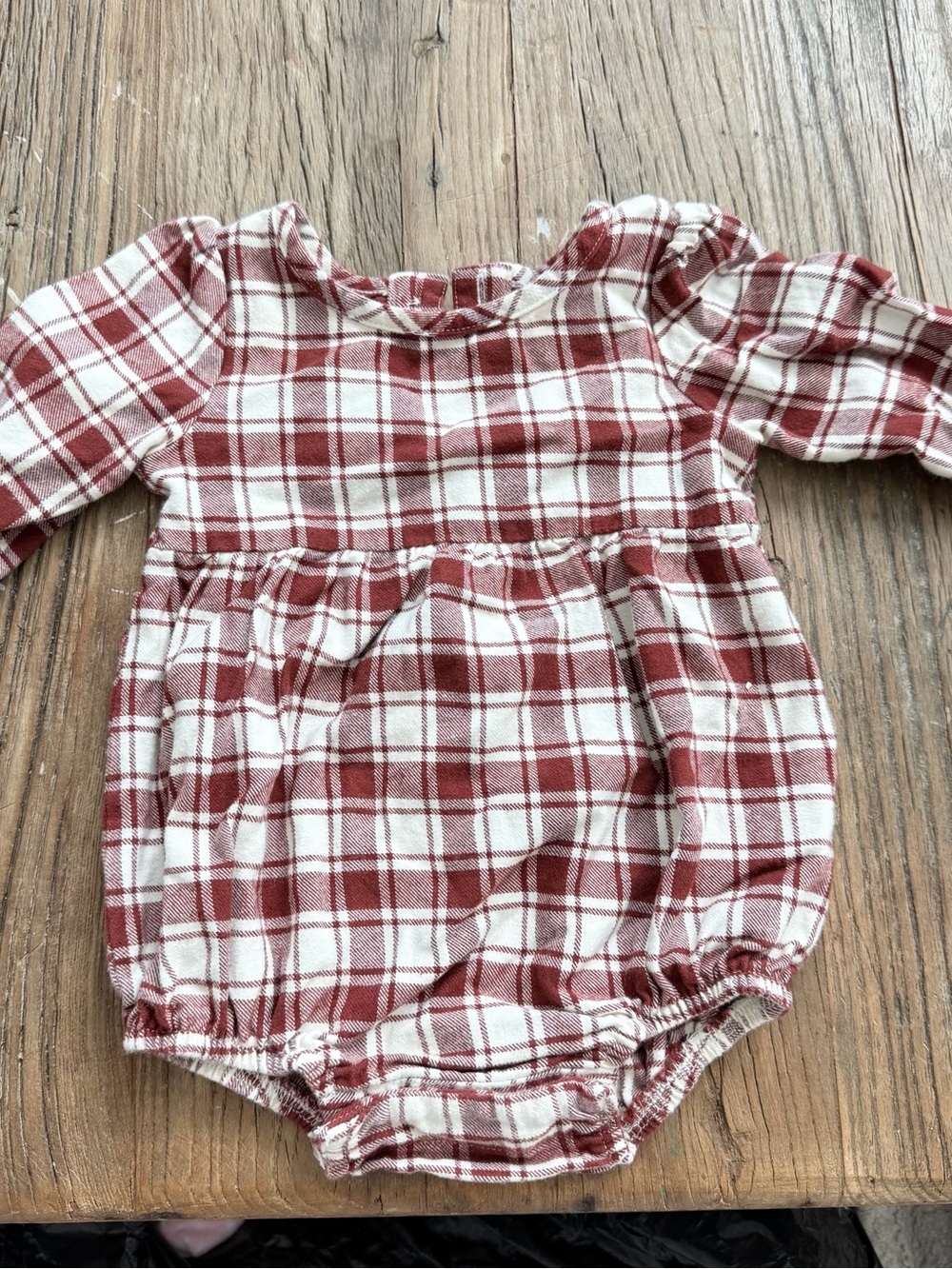 Plaid Rust and Cream Baby One-Piece Romper